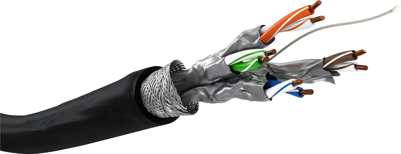 100m CAT 7 Outdoor Netzwerkkabel, S/FTP (PiMF), schwarz