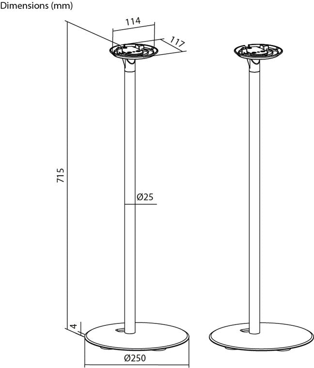 goobay Lautsprecherständer für Sonos Era 100 / Lautsprecherhalterung 3kg Tragkraft / Boxenständer mit Kabelmanagement / 71cm hoch / schwarz