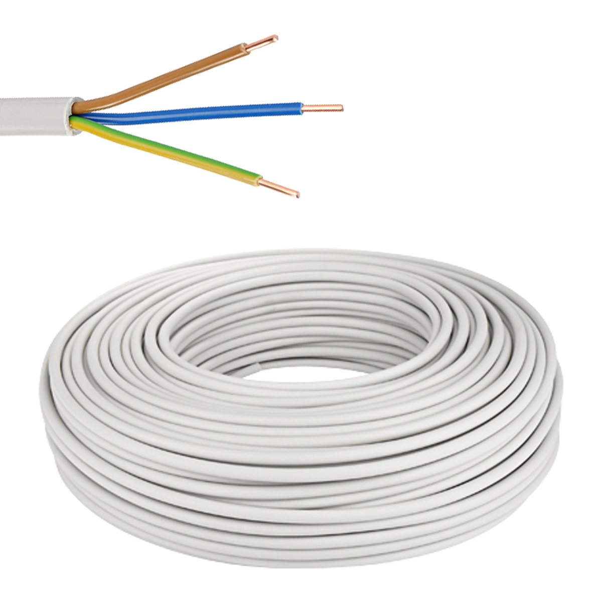 EBROM NYM-J 3x2,5 mm² - mantelkabel - installatiekabel EBROM NYM-J 3x2,5 mm² - mantelkabel - installatiekabel