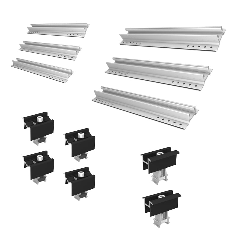 Trapezblechdach Montageset schwarz für 2 Module Photovoltaik Balkonkraftwerk