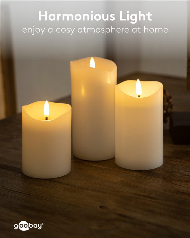 LED Kerzen Echtwachskerze Weiß 10x15 cm Mit Timerfunktion 3D-Docht Batteriebetrieben Warmweiß, Teelicht für Stilvolle Deko, Sicher Und Elegante Beleuchtung