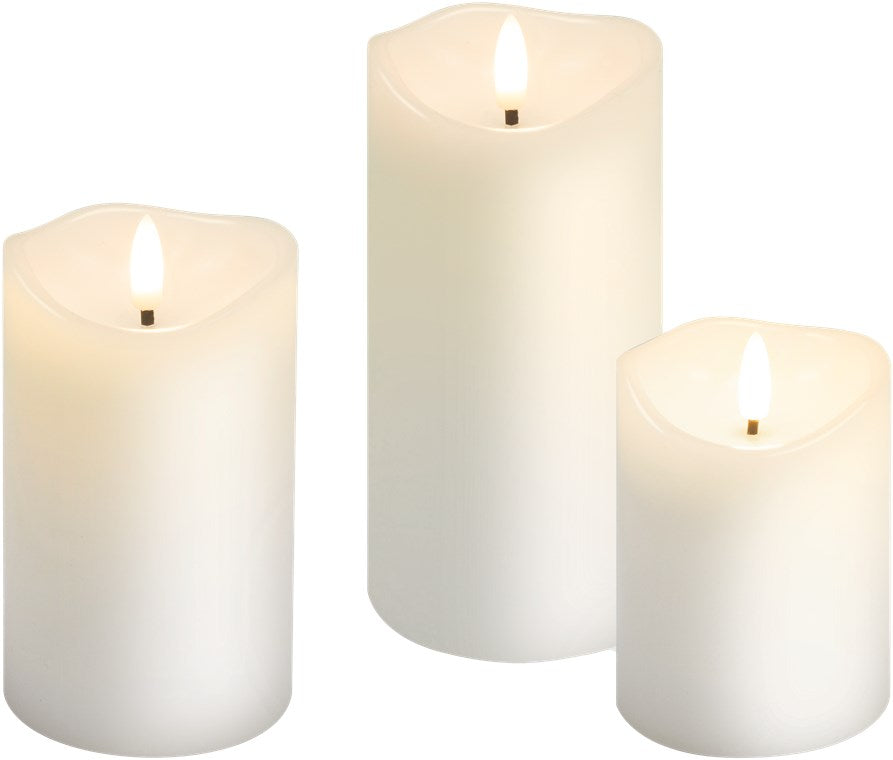 3er-Set LED-Kerzen mit Timerfunktion – weiß, batteriebetrieben, 3D-Docht, warmweiß (2700 K), stilvolle LED-Kerzen für Wohnzimmer, Esszimmer, Adventszeit, Tischdeko – sicher und elegant