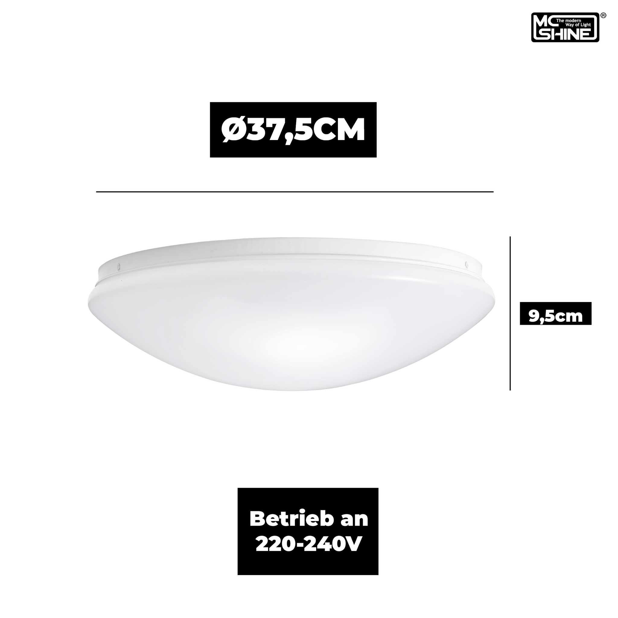 McShine Deckenleuchte | STAR | Ø37,5cm 3-flammig Sockel für E27 Leuchtmittel | runde Deckenlampe LED geeignet, weiß für Wohnzimmer, Flur, Arbeitszimmer, Büro