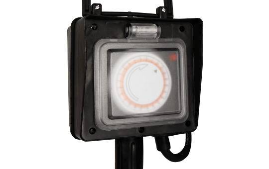 Gartensteckdose McPower, 2-fach, IP44, mit Erdpieß, 3m Kabel, Zeitschaltuhr