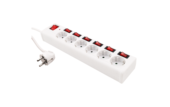 Steckdosenleiste McPower, 6-fach mit Einzelschaltung, Überspannungsschutz, weiß