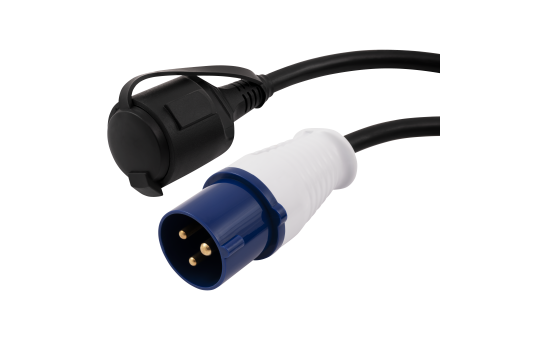 McPower CEE Adapterkabel 1,5m | CEE-Stecker auf Schutzkontakt-Kupplung mit Schutzdeckel | 230V, 16A, IP44, H07RN-F 3x2,5mm² | Outdoor Stromadapter Camping