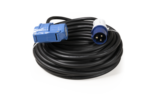 McPower CEE-Verlängerungskabel 25 m | CEE-Stecker auf CEE-Kupplung & Schutzkontaktkupplung mit Deckel | 230 V / 16 A | IP44 | H07RN-F 3G2,5 mm²