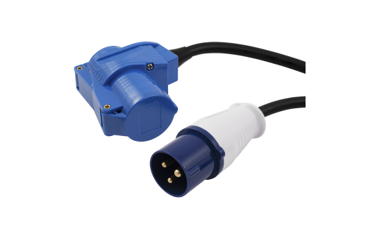 McPower CEE-Verlängerungskabel 25 m | CEE-Stecker auf CEE-Kupplung & Schutzkontaktkupplung mit Deckel | 230 V / 16 A | IP44 | H07RN-F 3G2,5 mm²