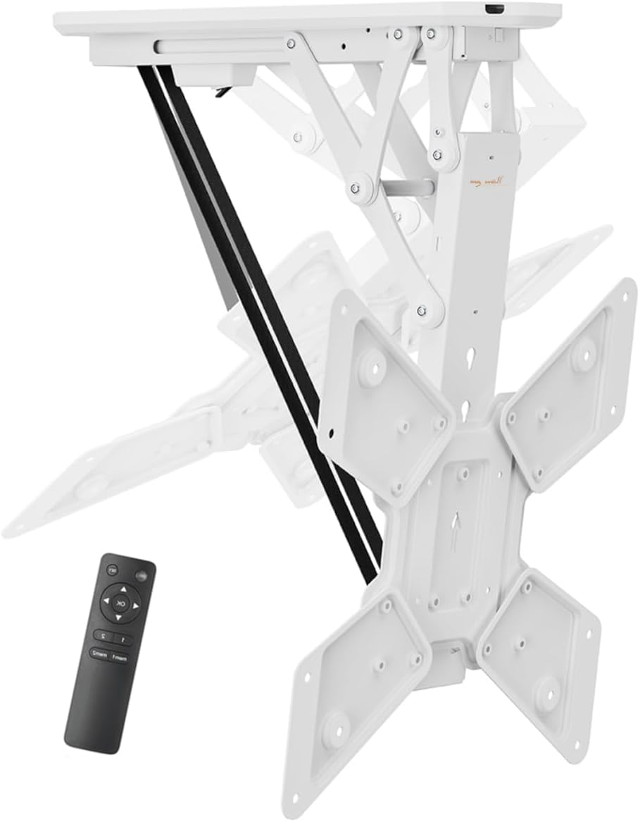 myWall my Wall HL40MWL klappbarer motorisierter Deckenhalter mit Fernbedienung für TV und Flachbildschirme 23-55 Zoll (58 cm - 140 cm) VESA, weiß
