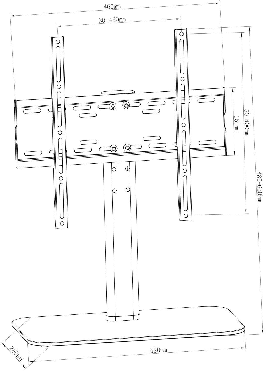 myWall HP2BL Standfuß für Flachbildschirme, Schwarz
