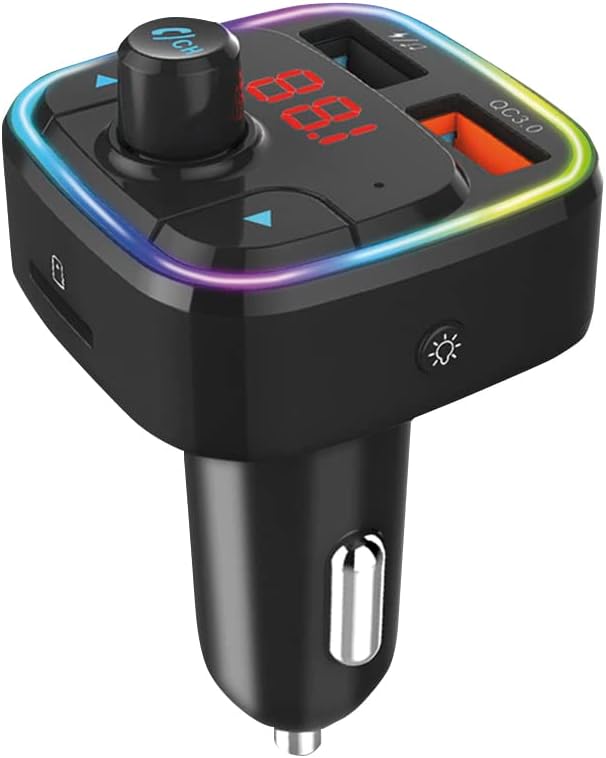 MT1L Bluetooth FM Transmitter Auto, Bluetooth Adapter Transmitter für Auto Radio, Freisprecheinrichtung mit 2 USB Ports, Unterstützt Micro SD, USB-Sticks, Siri Funktion, Schnellladefunktion