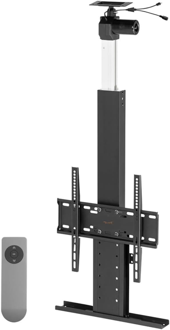 my wall Motorisierter TV-Lift HP64L zum Einbau in die Decke, TV Deckenhalterung, Verstellbarer Höhenbereich, 32-55 Zoll, belastbar bis 45kg, mit Fernbedienung, TV Lift Elektrisch, Deckenhalterung