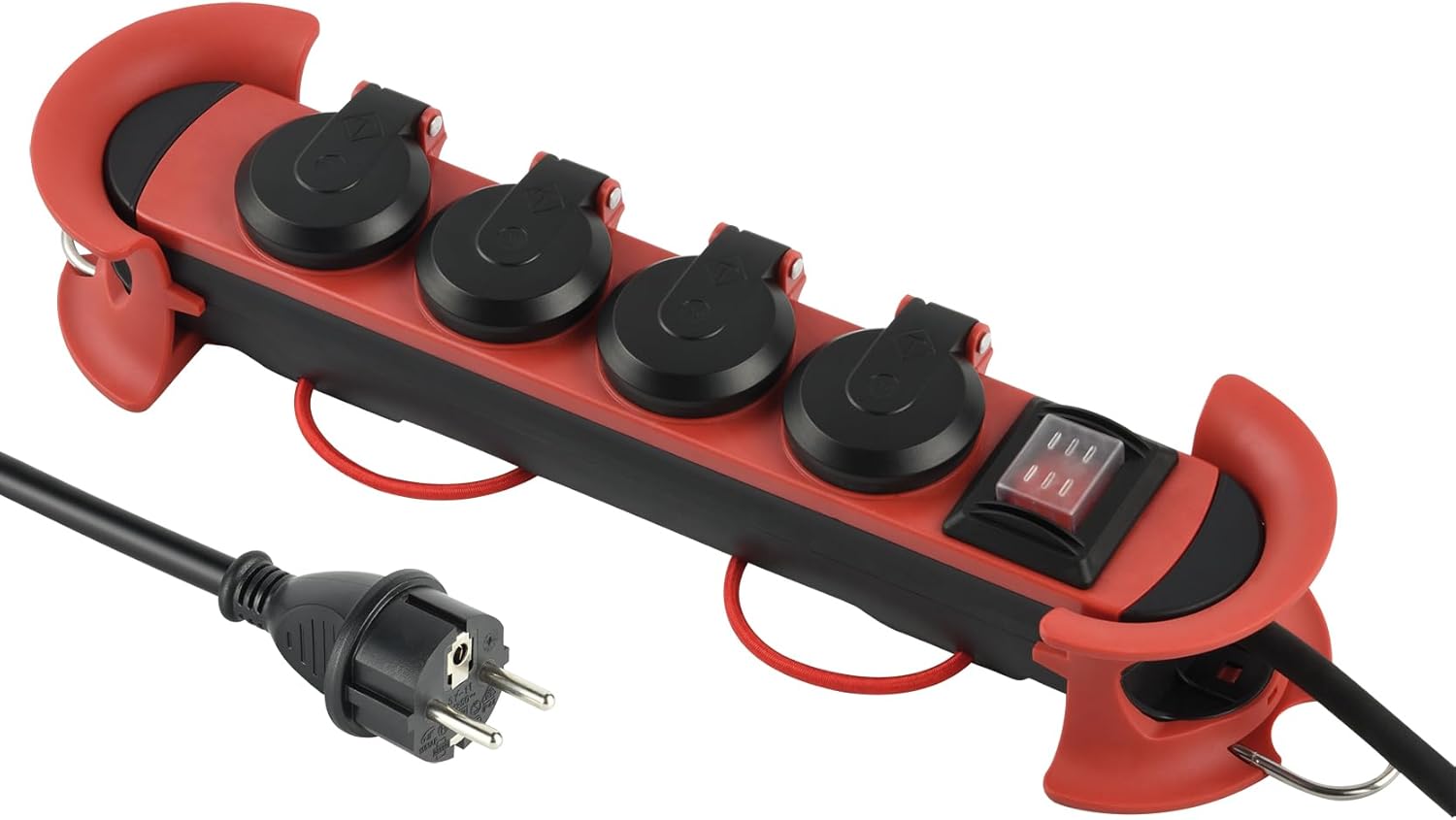 3m Steckdosenleiste für Outdoor Nutzung - NV61-3L, Ideal für Profis, Heimwerker oder beim Camping, IP44, Erhöhter Berührungsschutz, Beleuchteter Schalter, wasserdichte Steckdosenleiste