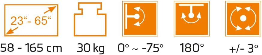 Mywall TV-Deckenhalterung HL46MWL Motorisiert&Klappbar für Flachbildschirme mit Smart Home Steuerung für 23-65 Zoll, Belastung bis 30 kg mit 180° Drehfunktion