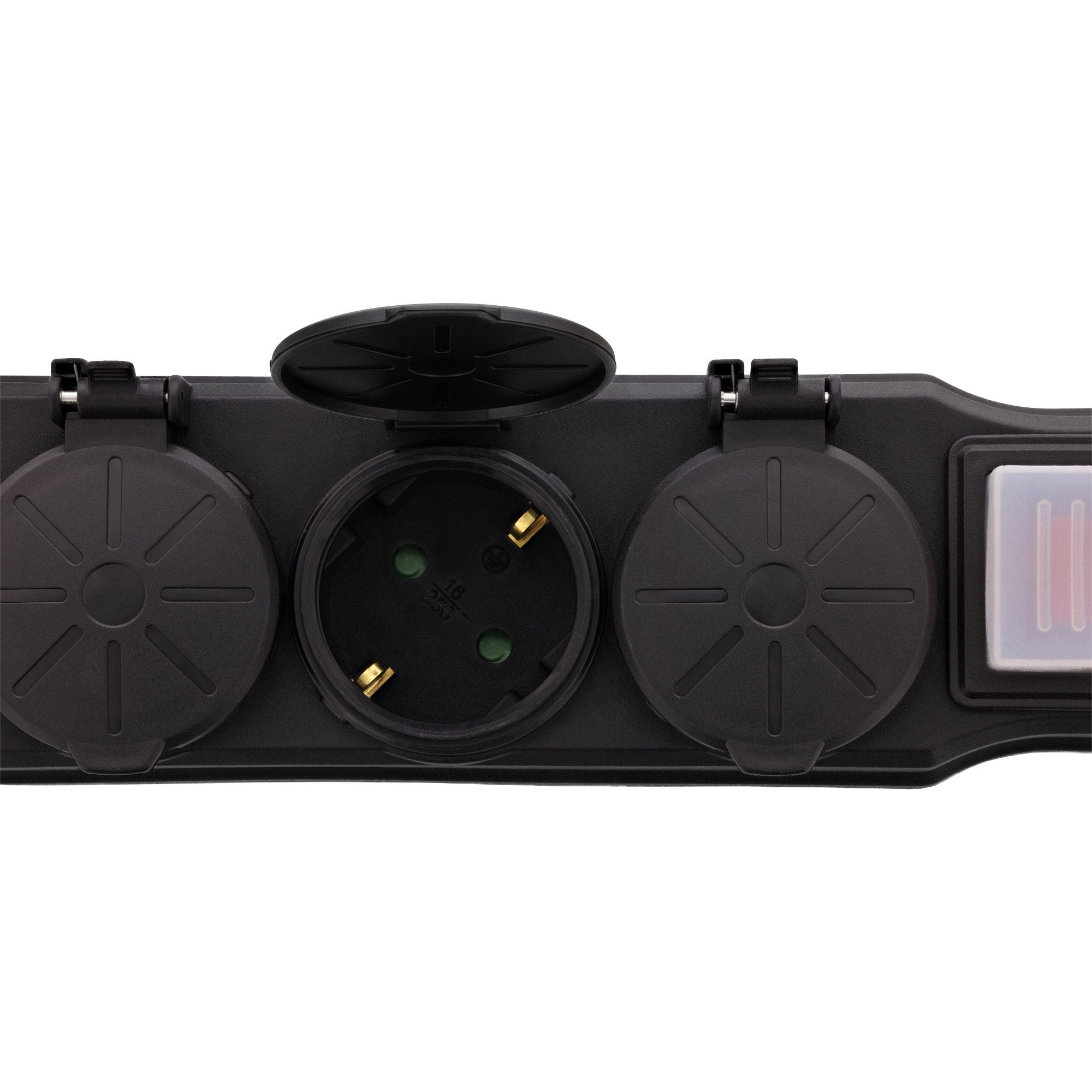 3-Fach Steckdosenleiste, Außensteckdose, Outdoor, Mehrfachsteckdose, Steckerleiste, IP44, mit beleuchtetem EIN/Aus Schalter, erhöhter Berührungsschutz, Länge: 5m