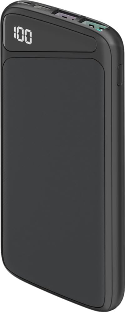 QC 3.0 Powerbank 10.000 mAh mit Schnellladefunktion / Externer Akku / Power Bank für Smartphone & Tablet / Ladegerät Powerpack mit 2 USB-A Ports, Schwarz, Kompakt