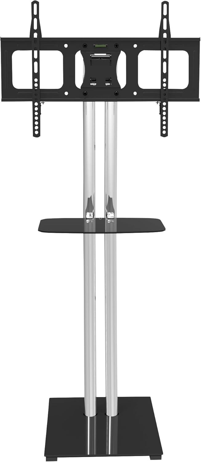 My Wall TV Standfuß HP107L - TV Ständer für 37-70 Zoll Bildschirme, bis zu 65 kg Belastung, Neigbar, Drehbar, Höhenverstellbar, TV Halterung mit Ablagefläche, TV Bodenständer