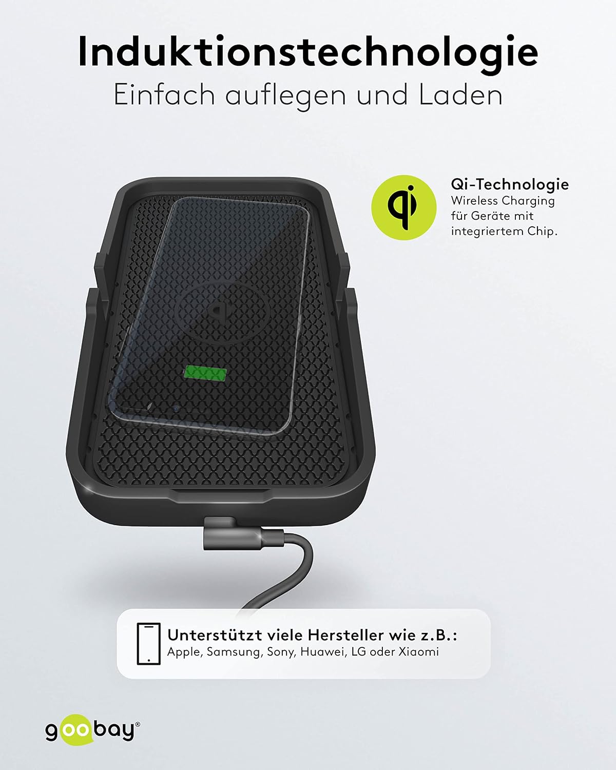 Kfz Wireless Charger 15W Qi Ladestation / kabelloses Ladegerät 15W / Induktive Ladestation Auto / Induktionsladegerät mit Handyhalter
