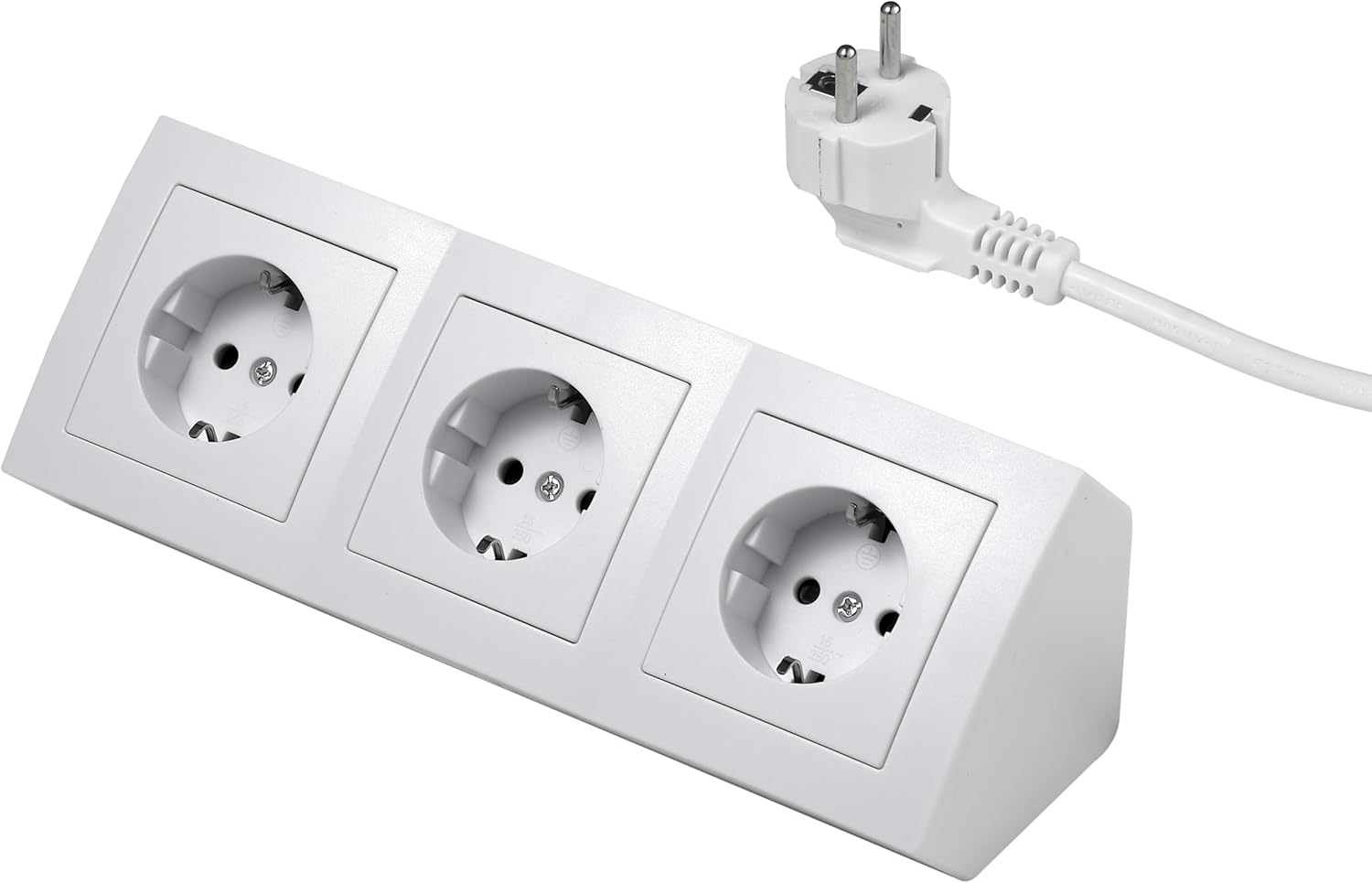 McPower Steckdosenblock Unterbausteckdosen | Flair | Ecksteckdose 3-Fach Steckdosen Schutzkontakt, 2m Kabel mit Stecker, 250V / 16A, Aufbau (weiß)
