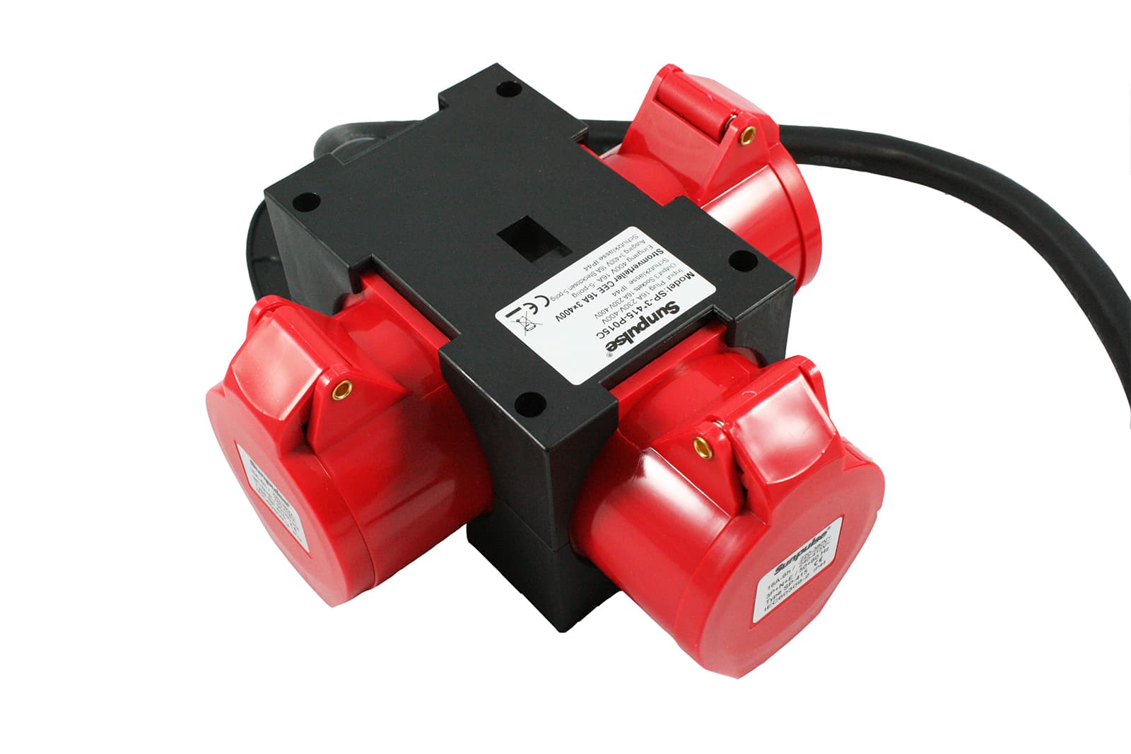 CEE Adapter 16A 3 x 400V 16A Baustromverteiler Stecker Kupplung Verteiler 5-polig IP44 91445