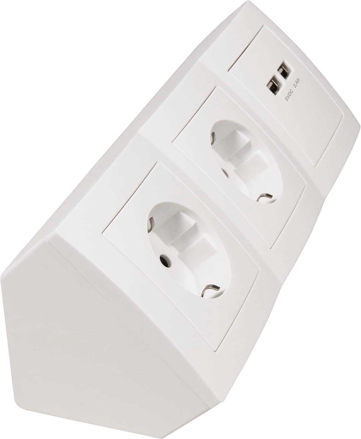 MC Power Steckdosenblock Unterbausteckdosen | Flair | 2-Fach Schutzkontaktsteckdosen + 2X USB, 15cm Kabel, 230V / 16A, Ecksteckdose Küchensteckdose Mehrfachsteckdose, weiß matt