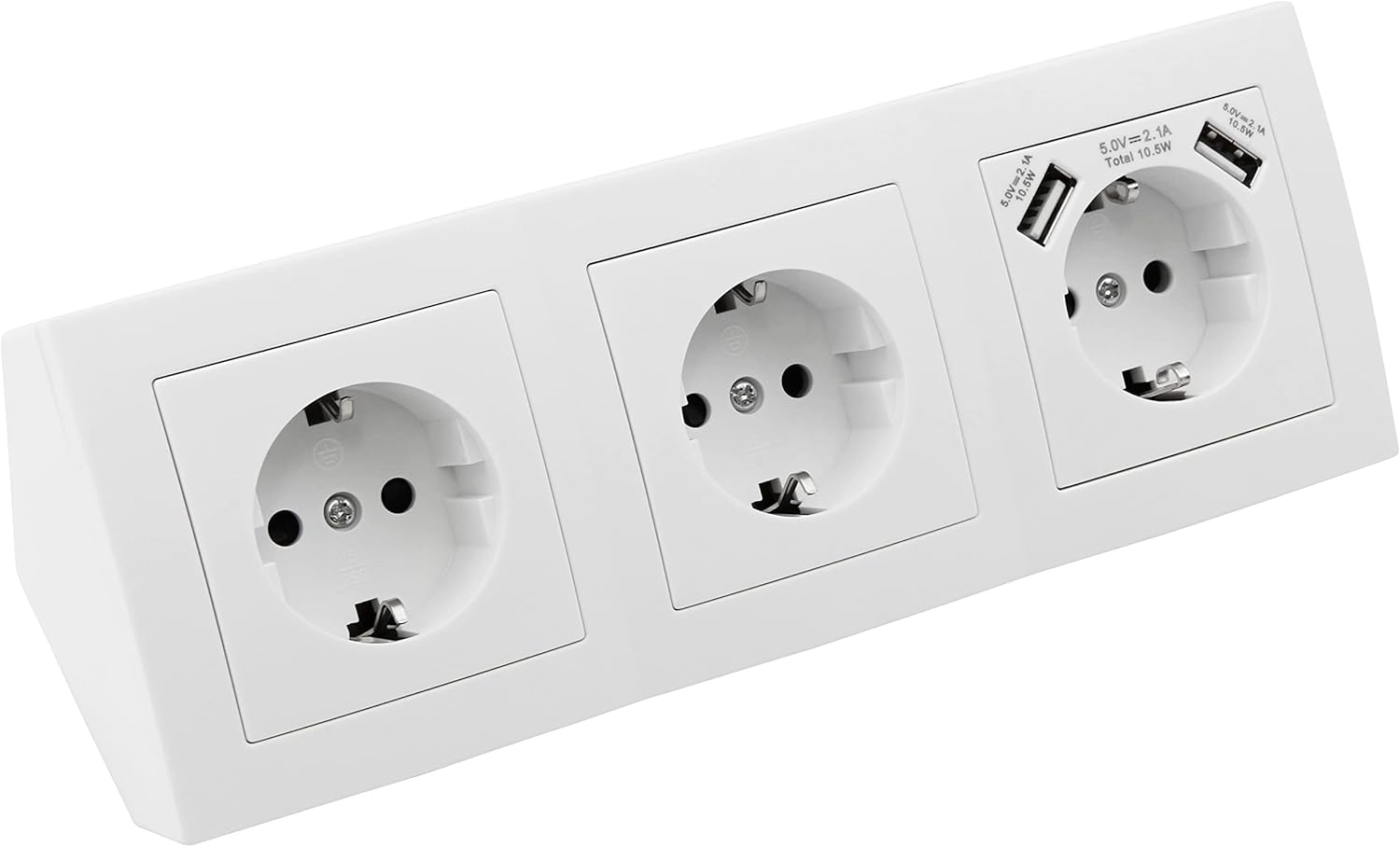 MC Power - Steckdosenblock Unterbausteckdosen | Flair | 3-Fach Schutzkontaktsteckdosen USB-Steckdosen 2X USB, 230V / 16A, Aufbau, weiß matt