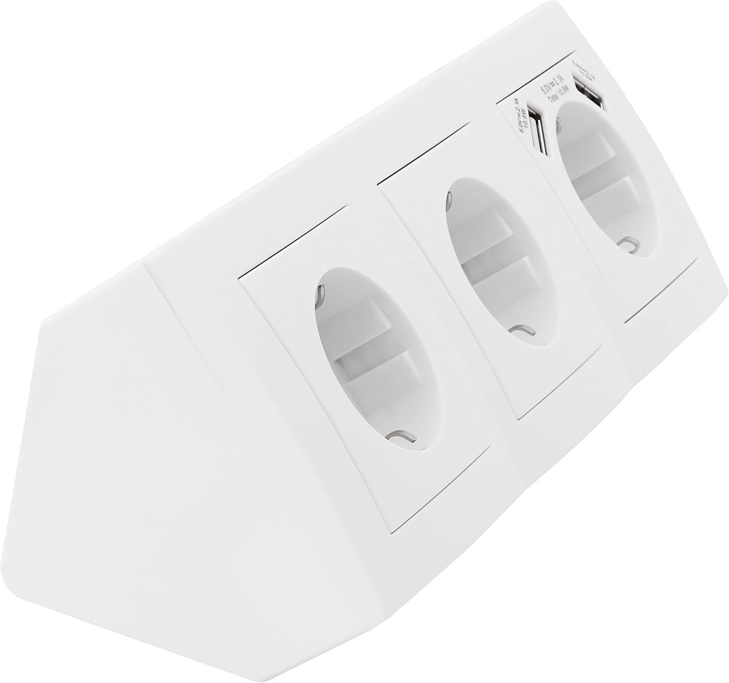 MC Power - Steckdosenblock Unterbausteckdosen | Flair | 3-Fach Schutzkontaktsteckdosen USB-Steckdosen 2X USB, 230V / 16A, Aufbau, weiß matt