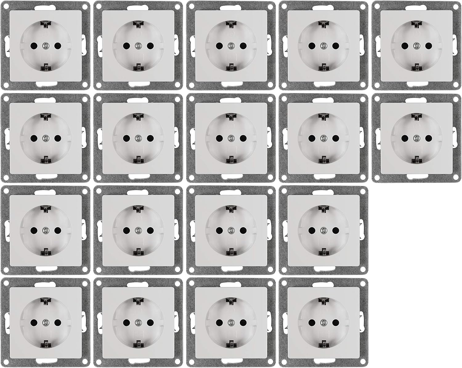 MC POWER - 18er Pack Wand-Steckdosen | CUP | Steckdosemit Klemmanschluss, weiß, poliert