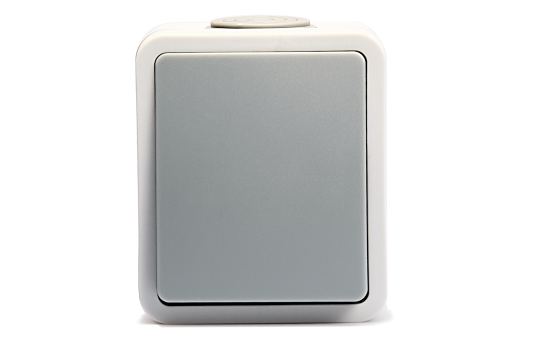 MC POWER Feuchtraum Wechselschalter Aufputz | Fix | Lichtschalter Schalter IP54 Steckanschluss, grau
