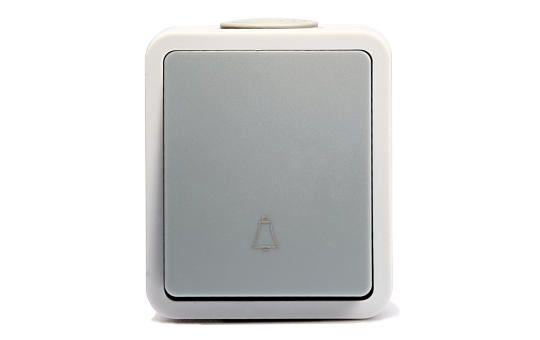 MC POWER Feuchtraum Taster Aufputz | Fix | Drucktaster Klingel Lichttaster Steckanschluss, IP54, 250V 10A, AP grau