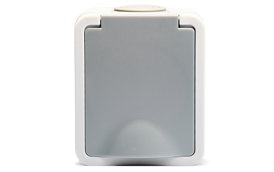 MC POWER Feuchtraum Steckdose Aufputz | Fix | Einzelsteckdose Steckdose 1-fach Steckanschluss, 250V 16A, IP54, AP grau