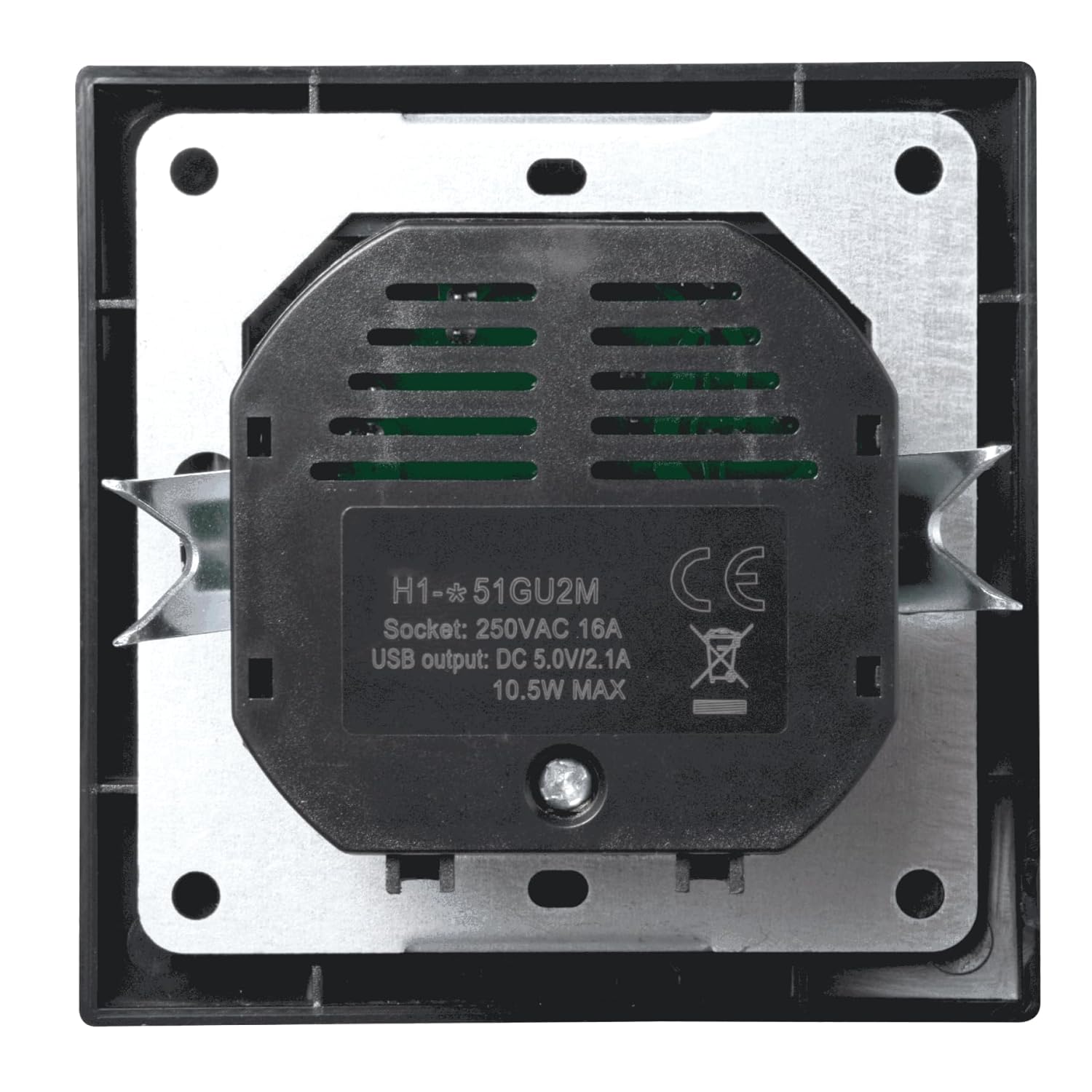 McPower Steckdose mit 1x USB-C - 18W Quickcharge + 1x USB-A | FLAIR | 250V~/16A, Unterputz Wandsteckdose mit Einsteckschutz matt Schwarz