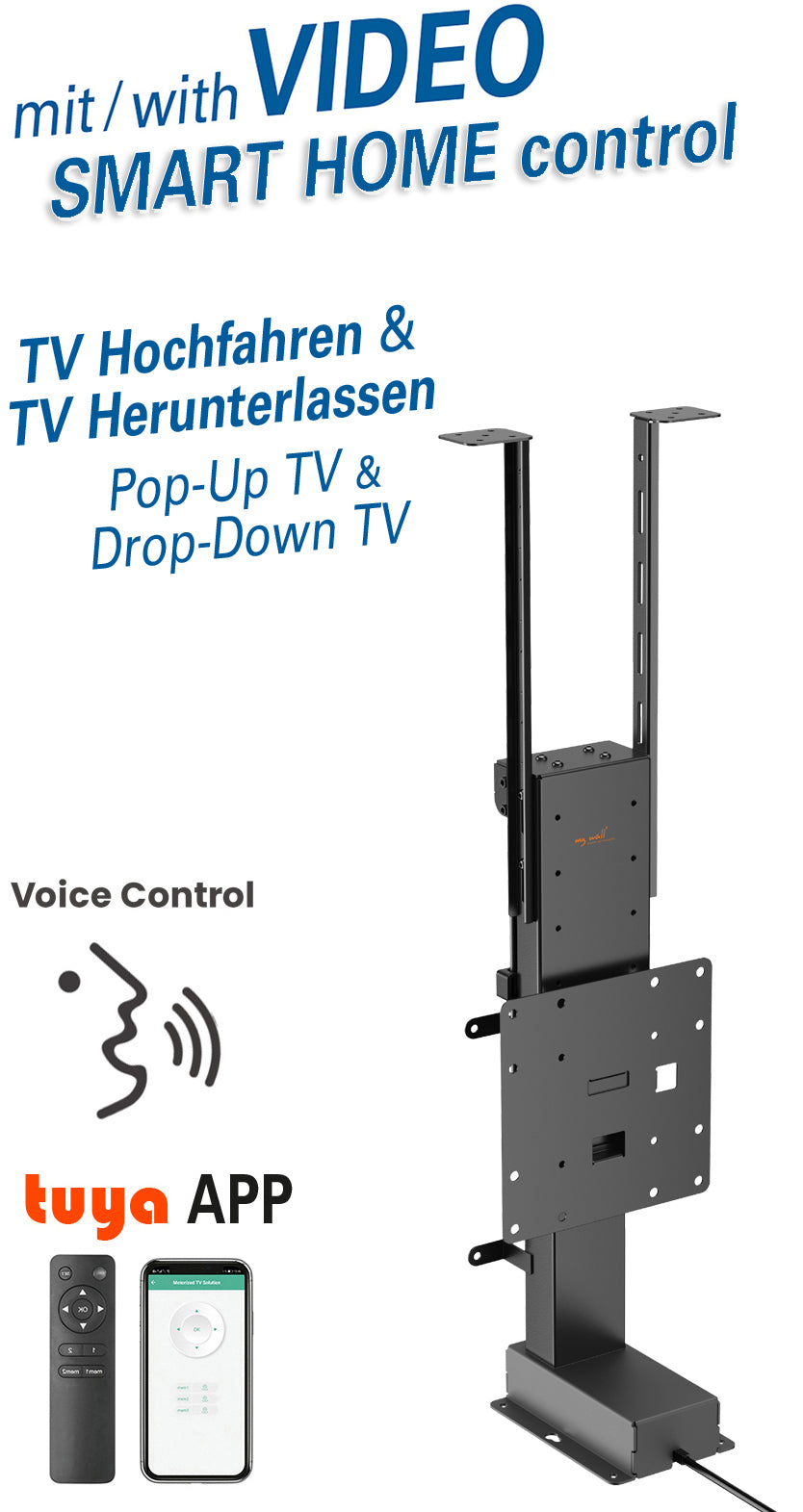 MyWall HP66 elektrischer TV Lift zum hochfahren & herunterlassen 17-32" Bildschirme (mit Fernbedienung, für 43-81cm TVs, max. 45kg Belastbarkeit)