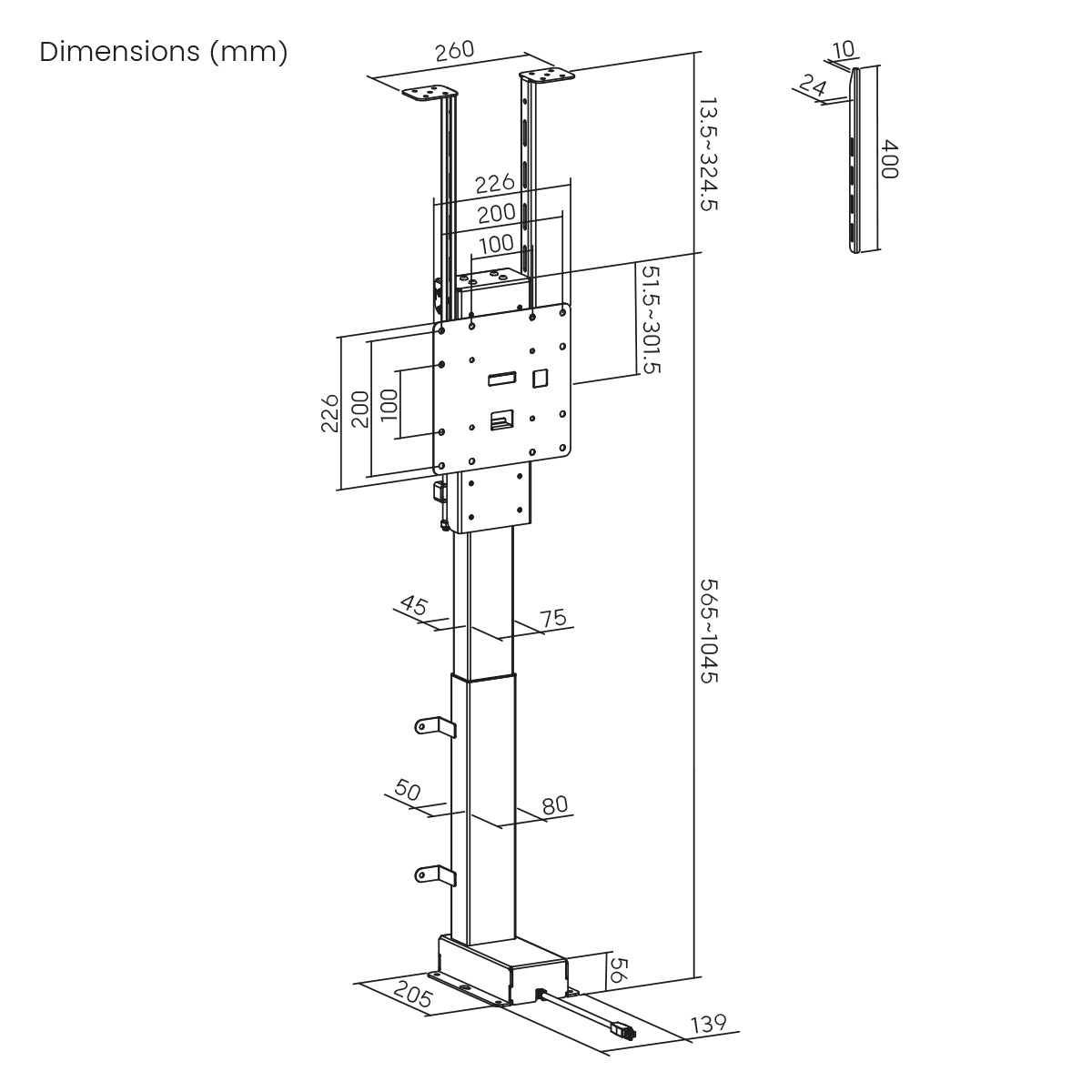 MyWall HP66 elektrischer TV Lift zum hochfahren & herunterlassen 17-32" Bildschirme (mit Fernbedienung, für 43-81cm TVs, max. 45kg Belastbarkeit)