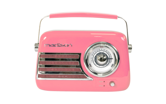 Tragbares Nostalgie Radio ''FREESOUND-VR40P'' mit Bluetooth USB & FM 30W pink