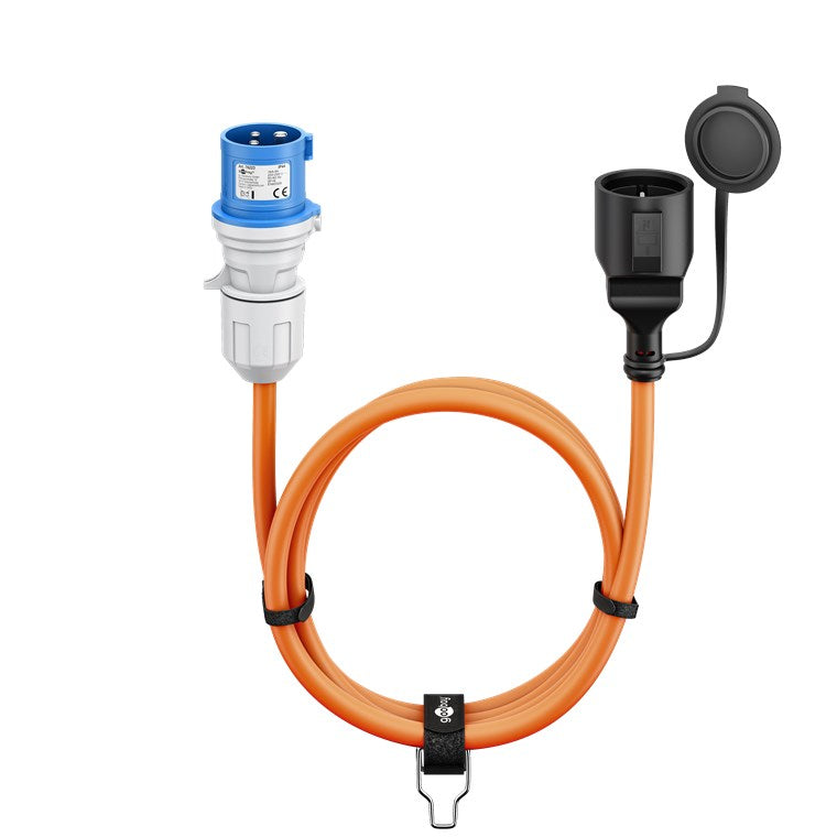 goobay CEE Caravan Adapterkabel 5 m CEE-Stecker auf Buchse mit Schutzkontakt, Außeneinsatz mit IP44