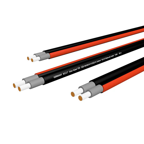 Solarkabel Duplex 6mm² PV Kabel TÜV Zertifiziertes Solar Kabel aus Kupfer, Photovoltaik Kabel 50m Schwarz und Rot
