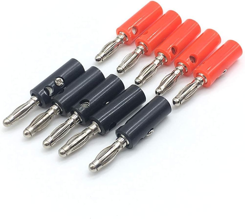 10 Stück 4mm Bananenstecker Bananenschraubkopf schwarz + rot vernickelt Kunststoff Laternenstecker