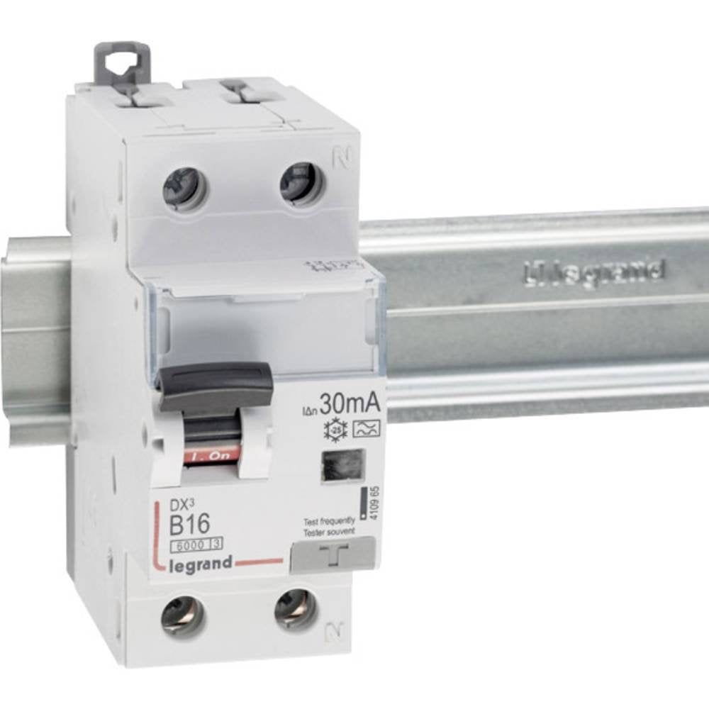 Legrand 410965 DX3 FI/LS-Schalter B-Charakteristik, 16A, 1P+N, 6kA, 30mA, Typ A, 230VAC, 2TE