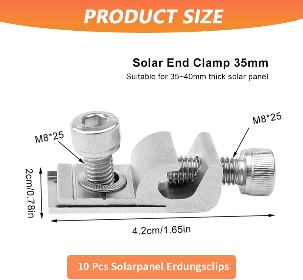 10 Stück Erdungsklemme Boden Solarpanel Erdungsclip Solarmodul Montage Halterung Endklemme Kit Befestigung Für Pv Module Für Solar System Erdungsösen Befestigungen Photovoltaikanlagen