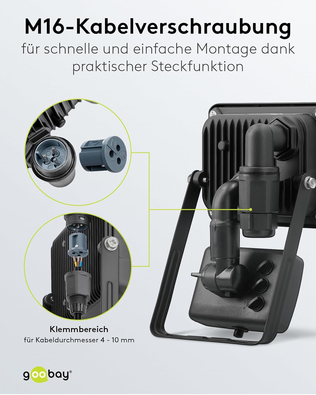 LED Strahler Bewegungsmelder Außen 10W / PIR Sensor Außenstrahler IP44 / Neutralweißes Licht 850 lm / LED Scheinwerfer Fluter Wandmontage / Gartenstrahler / Schwarz