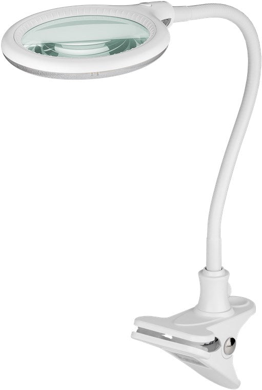 Goobay LED Lupenleuchte mit Klemme / Lupenlampe aus Plastik / 6 W Leistungsaufnahme, Farbtemperatur 6200 K / Lichtstrom 480 lm / Betriebsspannung 230 V (AC) / Weiß