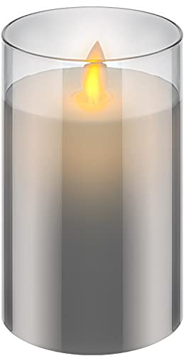 LED Echtwachskerze im Glas / 12,5cm hoch / Flammenlose Kerzen mit  beweglicher Flamme / Batteriebetriebene Kerzen / LED Tisch Deko /  LED-Kerzen mit 