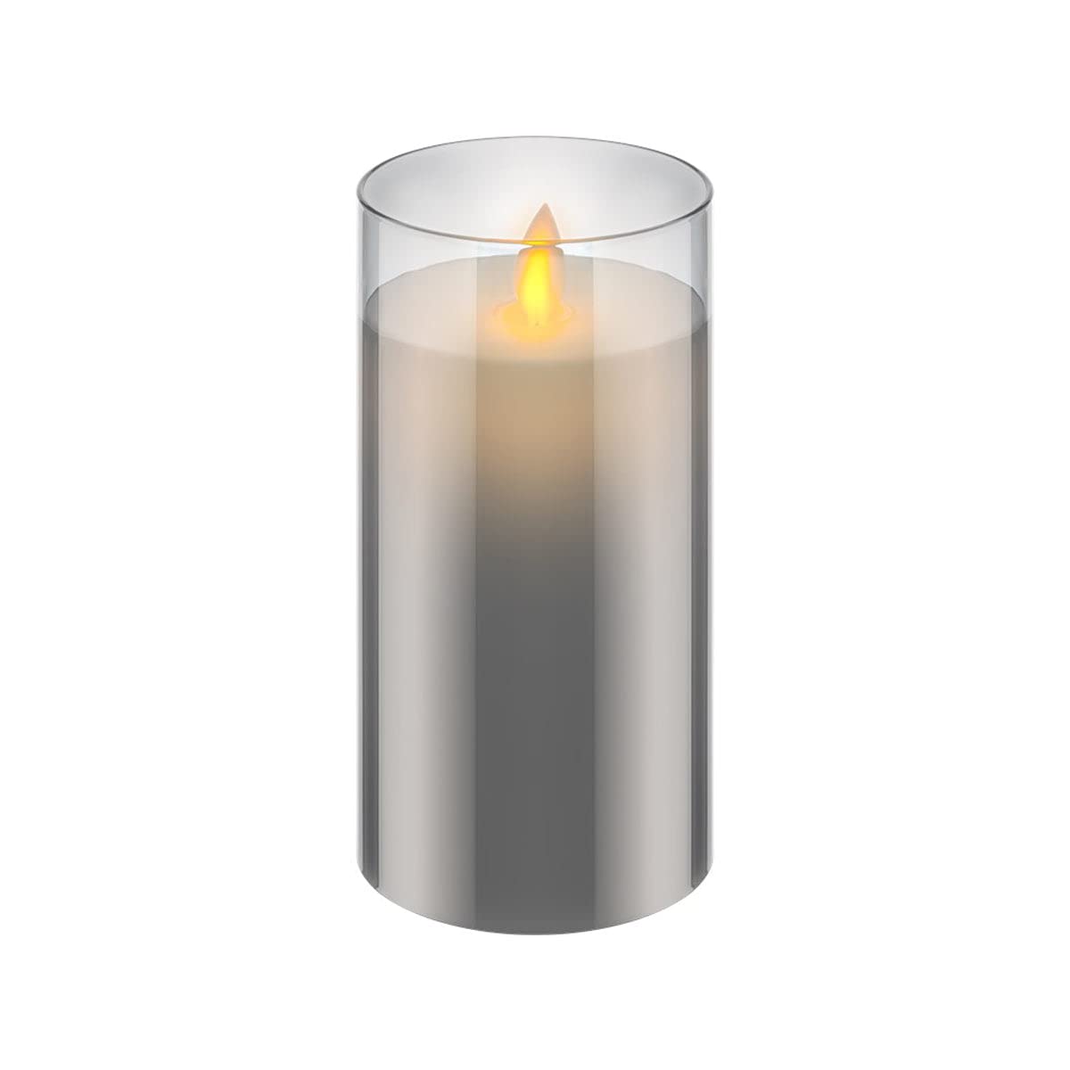 LED Echtwachskerze im Glas / 15cm hoch / Flammenlose Kerzen mit beweglicher Flamme / Batteriebetriebene Kerzen / LED Tisch Deko / LED-Kerzen mit Timer