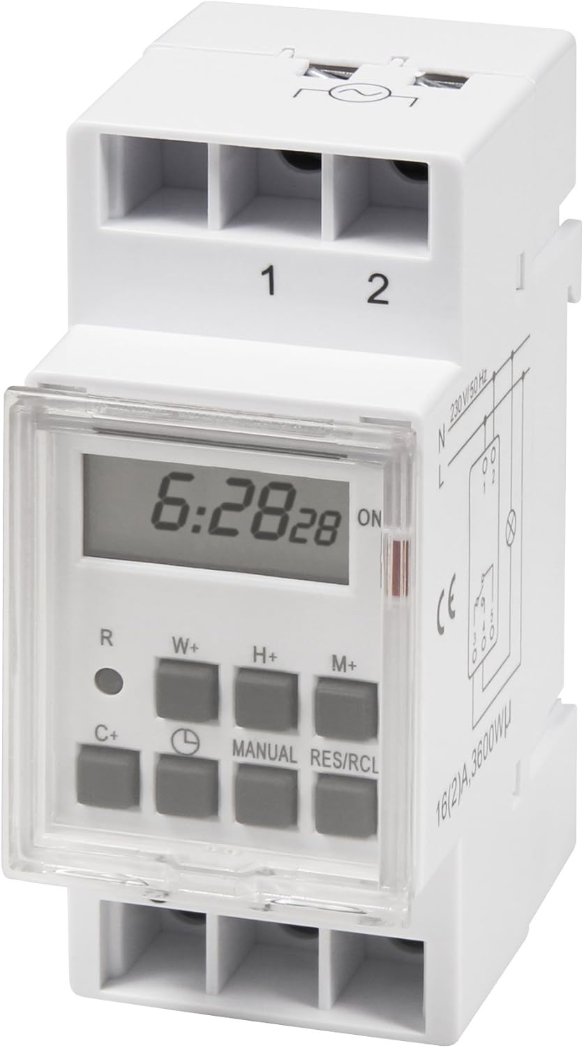 MC Power Digitale Zeitschaltuhr | STE-3 | 7-Tage-Programm, 230V, 3600W | Schalttafel-Einbau, Zeitsteuerung für Beleuchtung, Scheinwerfer, Alarmanlagen