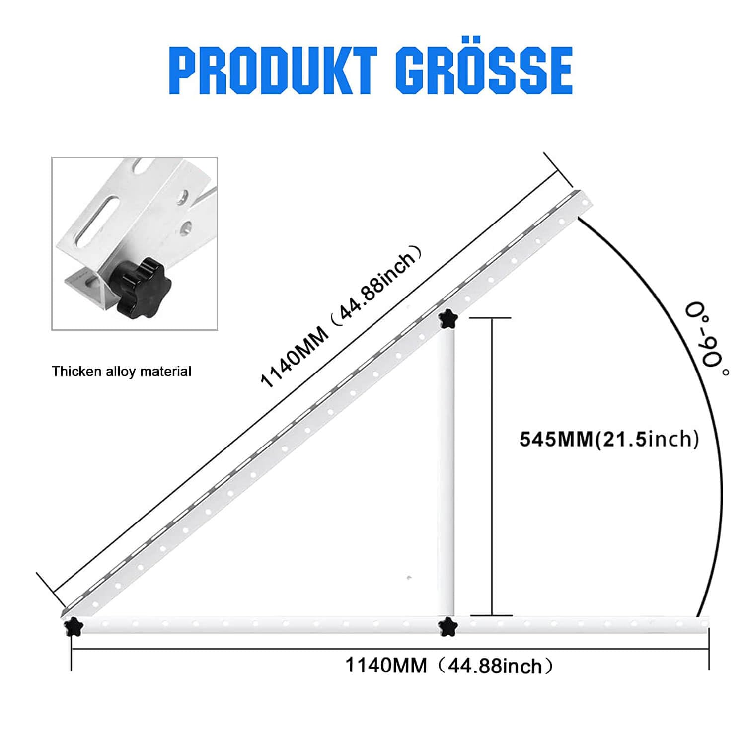 Solarmodul Halterung für 2 Module - 45 Zoll Photovoltaik Universal Solarmodul Halterungen 114CM Balkonkraftwerk Halterung, Winkel einstellbar 0-90° für Dachhalterungen Solarmodule