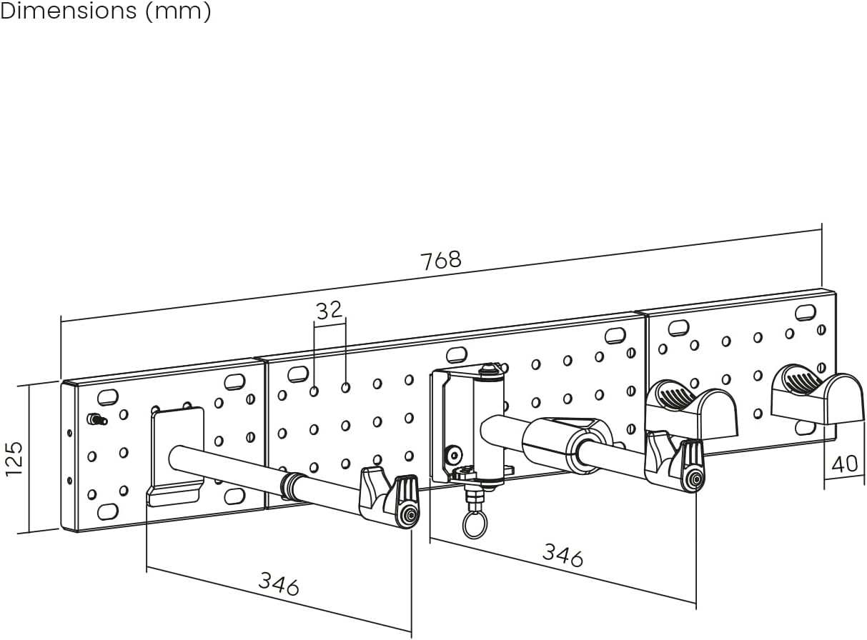 my wall modulare Fahrrad Wandhalterung - HR13L vertikale & horizontale Aufhängung, Fahrradhalterung für Räder bis 30 kg & 45 mm Reifenbreite, zwei Zusatzhaken mit je 5 kg belastbar