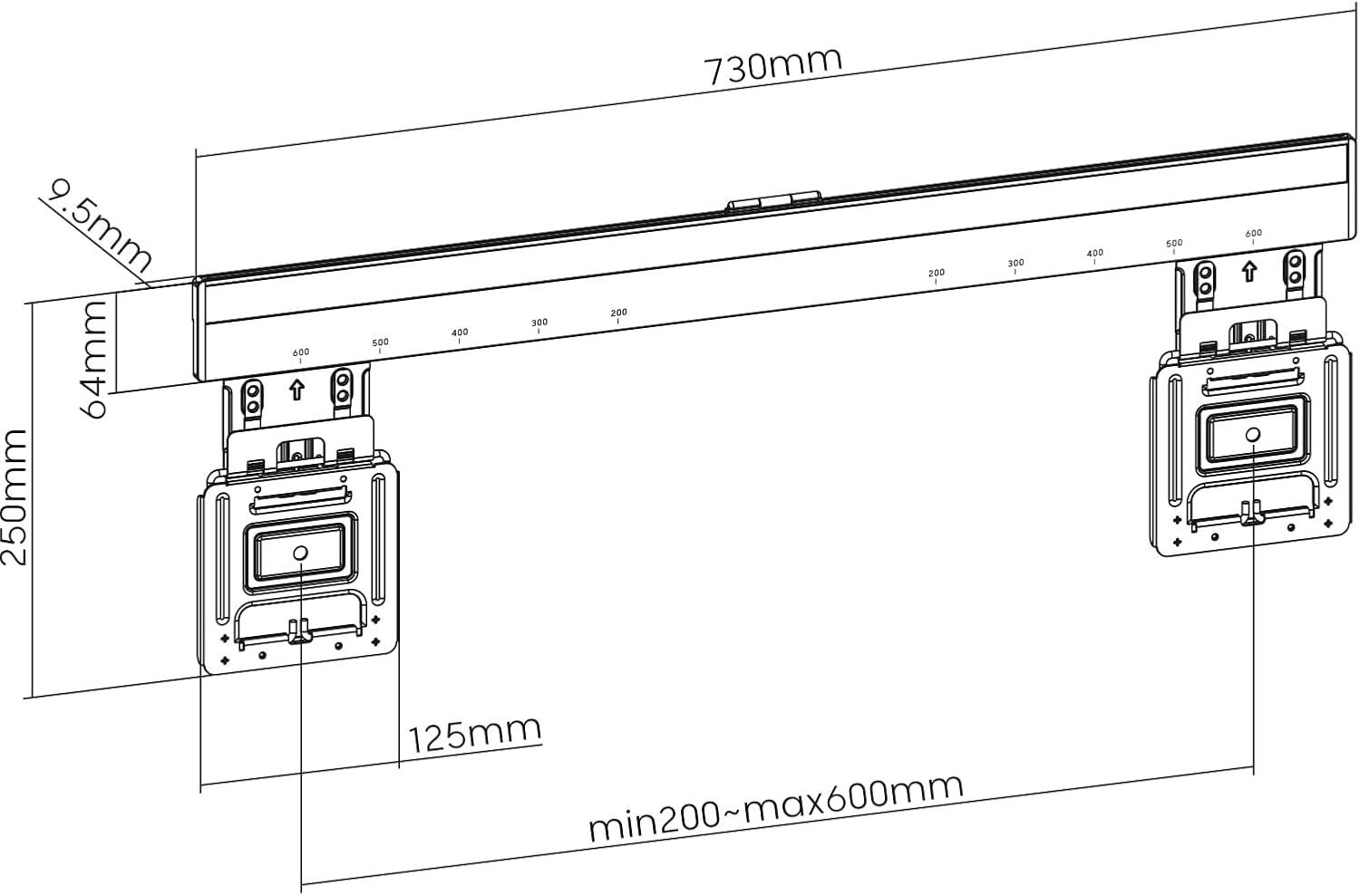 Wandhalter für Flachbildschirme 37 - 80 Zoll LED Fernseher bis 75 kg