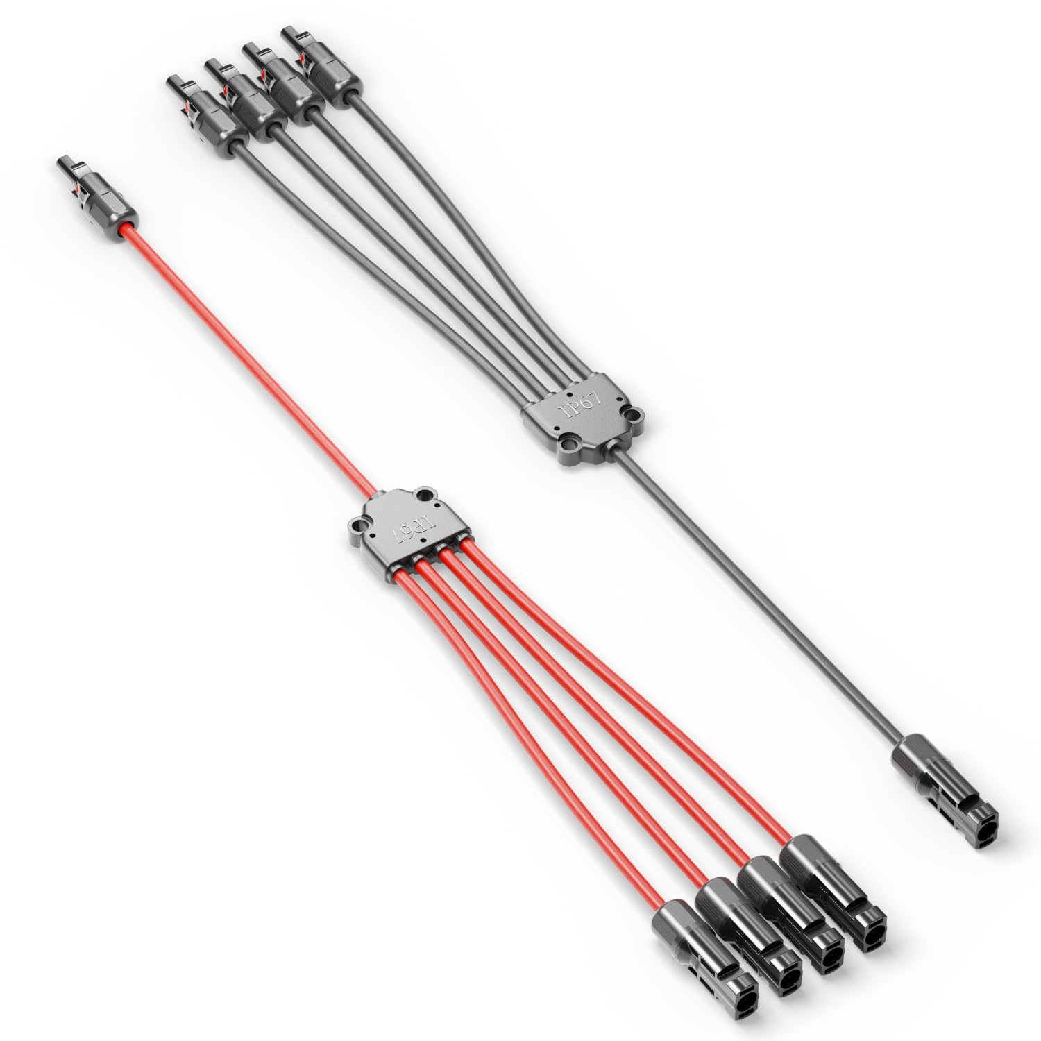 Solar Y Kabel 4/1 Adapter 6mm² - Y Stecker Adapter PV4 / T-Adapter IP68 1500V - (M/FFFF, F/MMMM) - Für Solaranlage, Solarpanel, PV Anlage, Photovoltaik, PV Stecker (60cm)