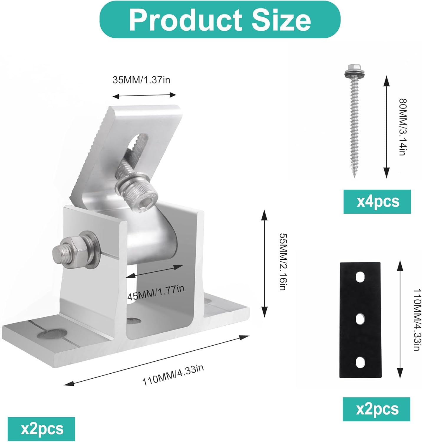 2 Stück Solarmodul Halterung Balkonkraftwerk 10-60° Verstellbar Solarpanel Halterung Universal Befestigung Solarmodul Photovoltaik für Boot Wohnmobil Flachdach